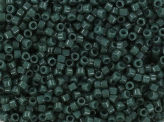 Miyuki Delica beads duracoat opaque dyed forest green, 5g 11/0 DB2358, cylindrical beads, dark green Miyuki Delicas, Miyuki Delica 2358