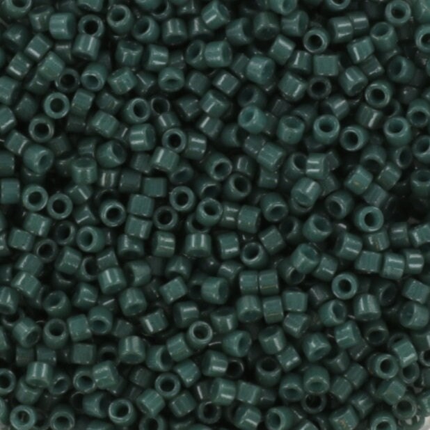 Miyuki Delica beads duracoat opaque dyed forest green, 5g 11/0 DB2358, cylindrical beads, dark green Miyuki Delicas, Miyuki Delica 2358