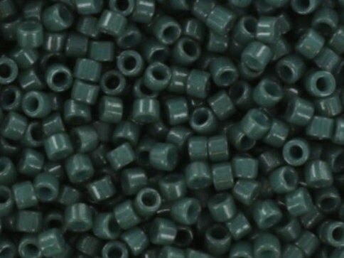 Miyuki Delica beads duracoat opaque dyed forest green, 5g 11/0 DB2358, cylindrical beads, dark green Miyuki Delicas, Miyuki Delica 2358