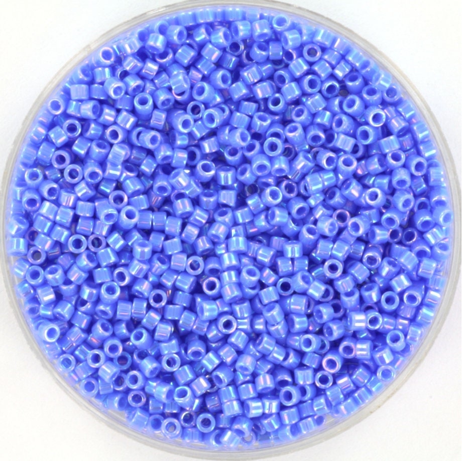 Miyuki Delica beads opaque ab medium blue, 5g size 11/0, color 167, cylindrical beads, Miyuki Delica 167 light blue, lilac Delica beads