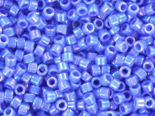 Miyuki Delica beads opaque ab medium blue, 5g size 11/0, color 167, cylindrical beads, Miyuki Delica 167 light blue, lilac Delica beads