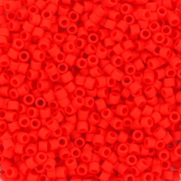 Miyuki Delica beads opaque matte vermillion red, 5g 11/0 color DB 757, cylindrical beads, Miyuki bright red beads, Miyuki seed beads red