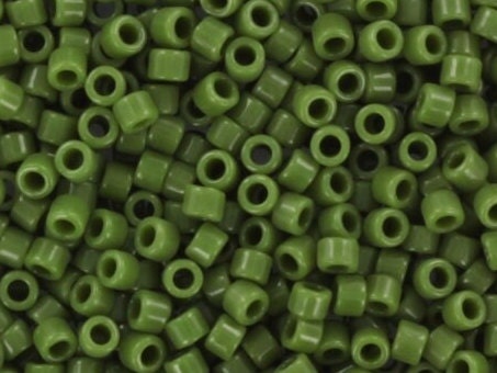 Miyuki Delica beads opaque avocado, 5g 11/0 color DB 1135, cylindrical beads, Miyuki opaque dark green DB1135,