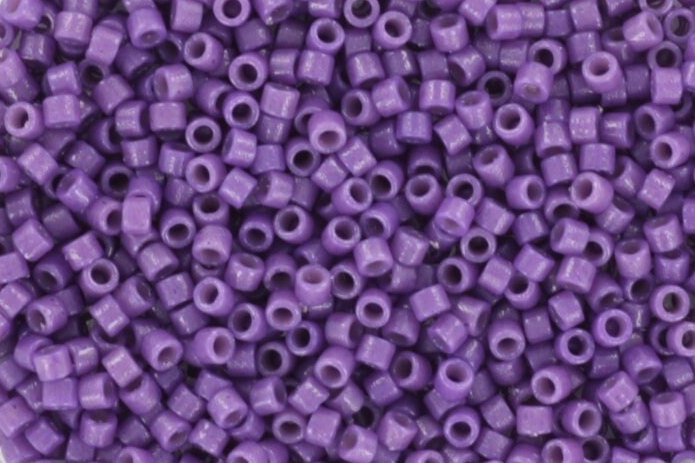 Miyuki Delica beads duracoat opaque dyed anemone, dark purple, 5g 11/0 DB color 2140, cylindrical beads, DB 2140 dark violet