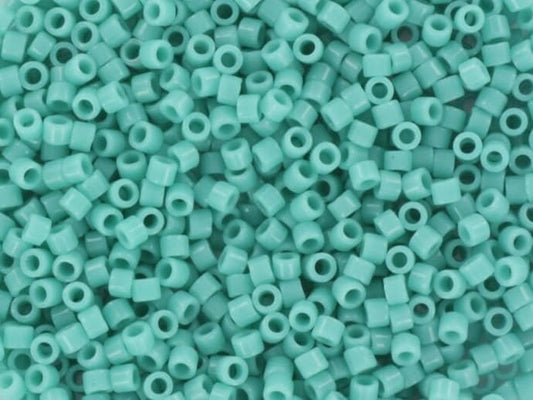 Miyuki Delica beads opaque turquoise green, 5g 11/0 color DB729, cylindrical beads, teal Miyuki Delicas, color DB 729