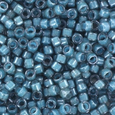 Miyuki Delica beads luminous dusk blue, 5g 11/0 color DB 2054, cylindrical beads, transparent blue Miyuki DB2054, luster blue Delicas