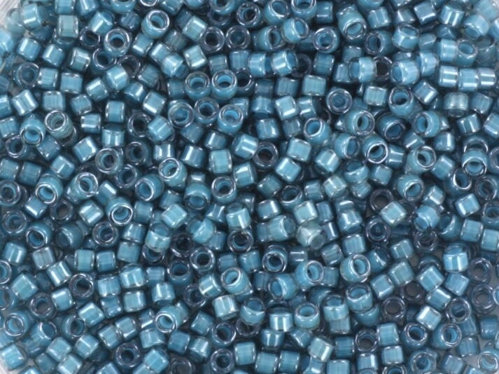 Miyuki Delica beads luminous dusk blue, 5g 11/0 color DB 2054, cylindrical beads, transparent blue Miyuki DB2054, luster blue Delicas