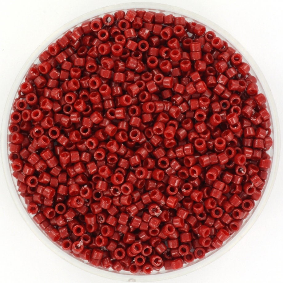 Miyuki Delica beads duracoat opaque dyed jujube red, 5g 11/0 color DB 2119, cylindrical beads, Miyuki dark red beads, Miyuki beads 2119