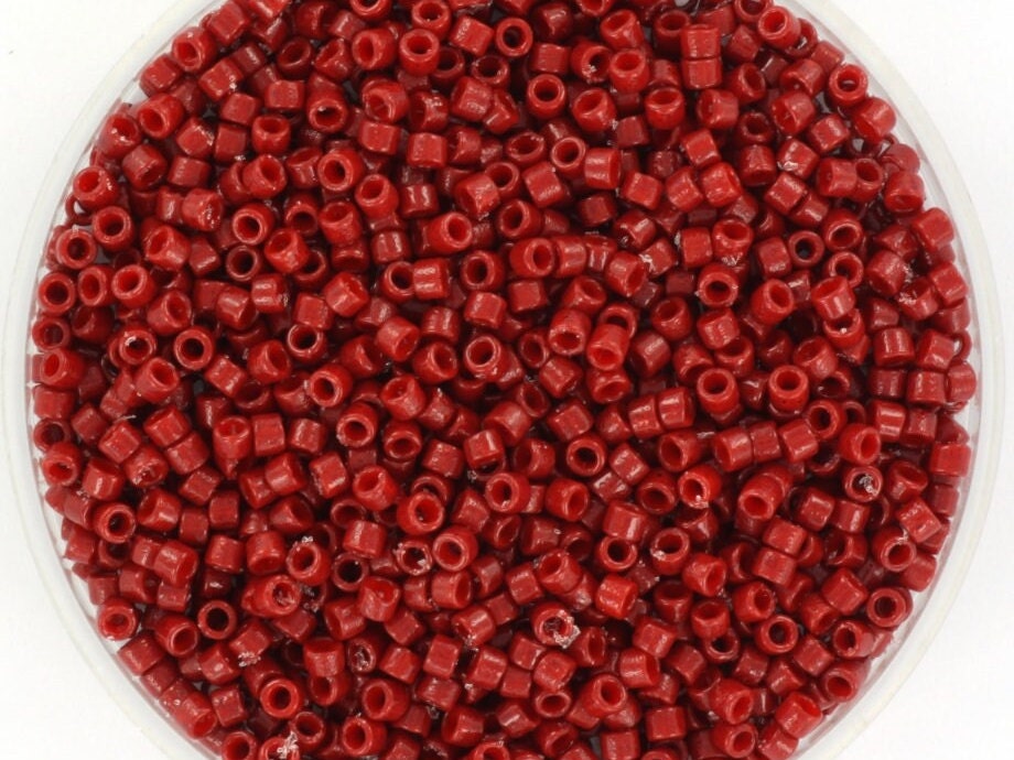 Miyuki Delica beads duracoat opaque dyed jujube red, 5g 11/0 color DB 2119, cylindrical beads, Miyuki dark red beads, Miyuki beads 2119