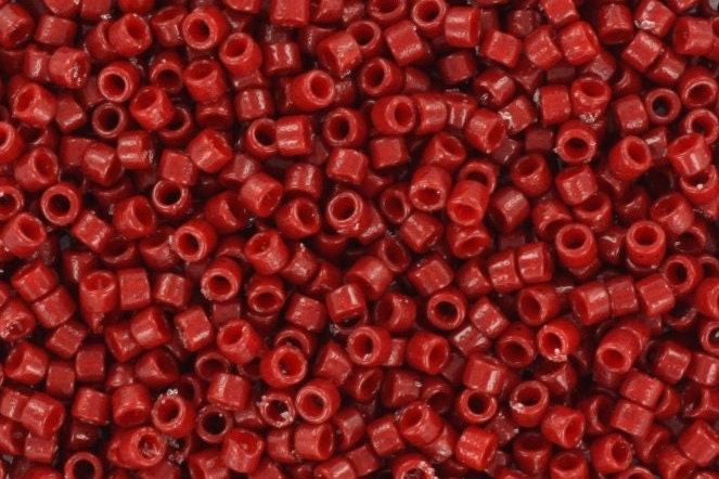 Miyuki Delica beads duracoat opaque dyed jujube red, 5g 11/0 color DB 2119, cylindrical beads, Miyuki dark red beads, Miyuki beads 2119