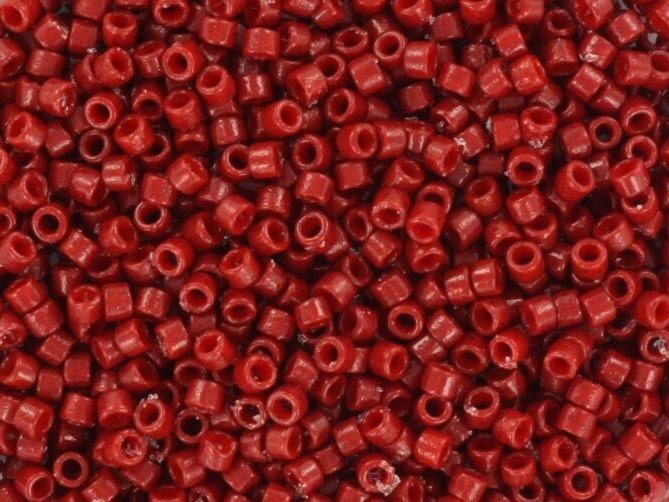 Miyuki Delica beads duracoat opaque dyed jujube red, 5g 11/0 color DB 2119, cylindrical beads, Miyuki dark red beads, Miyuki beads 2119