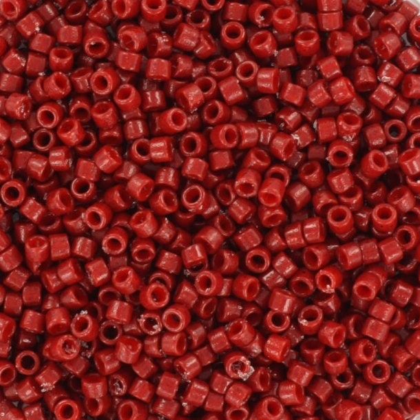 Miyuki Delica beads duracoat opaque dyed jujube red, 5g 11/0 color DB 2119, cylindrical beads, Miyuki dark red beads, Miyuki beads 2119