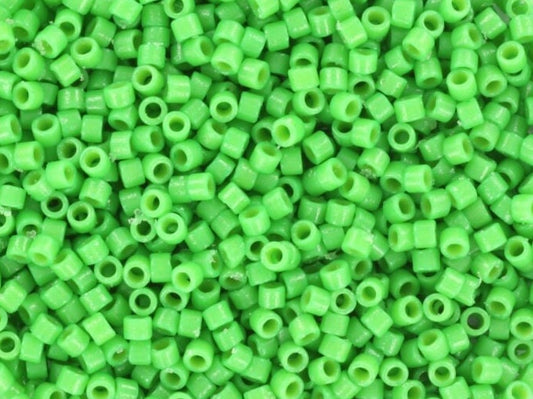 Miyuki Delica beads duracoat opaque dyed fiji green, 5g 11/0 color DB 2126, cylindrical beads, Miyuki opaque bright green DB2126