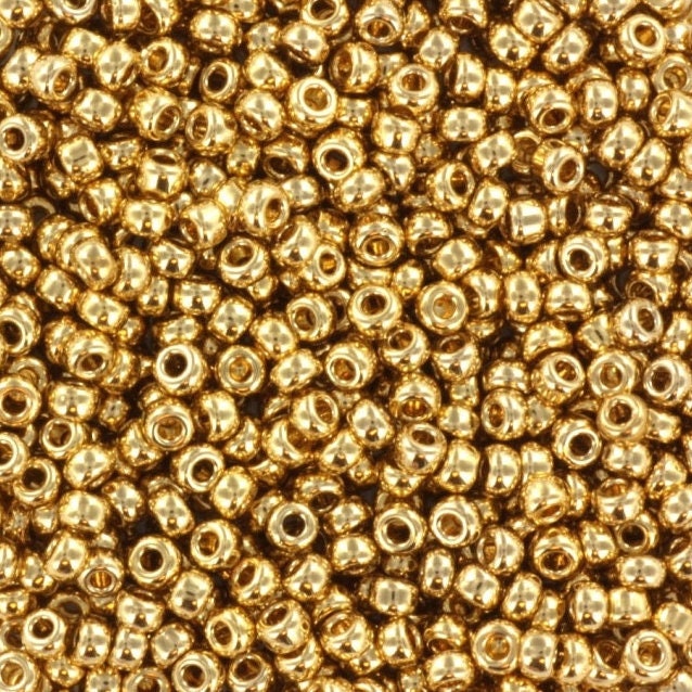 10g Miyuki seed beads 24kt gold light plated, size 11/0 color 193, Miyuki round rocailles, small gold plated beads, Miyuki round beads