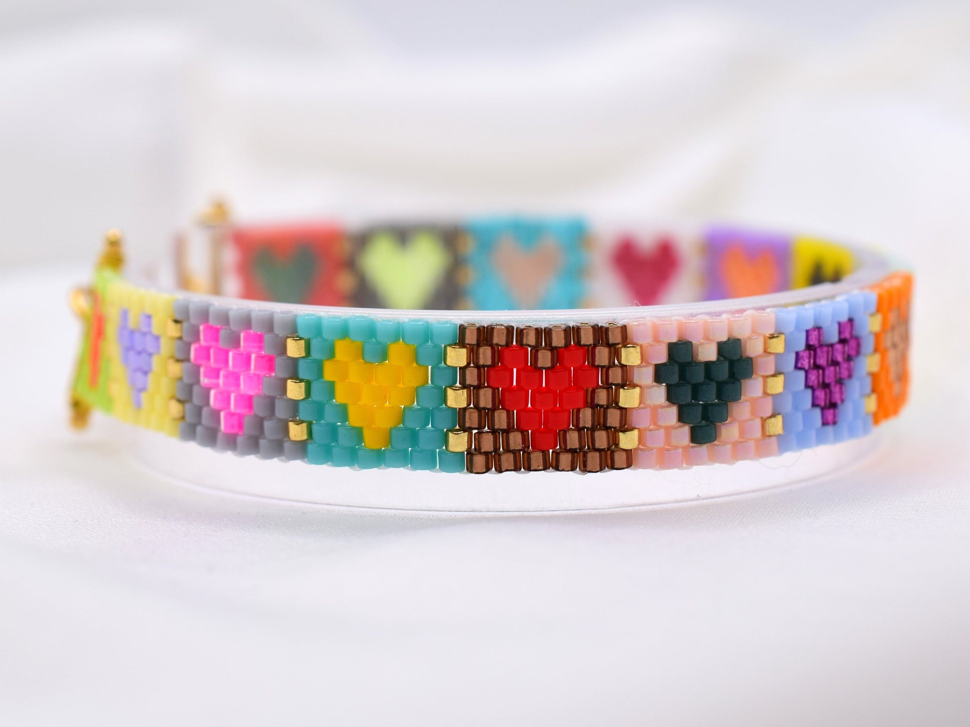 Heart bracelet handmade, colorful bracelet for women, cute valentines gift for girlfriend, Birthday gift for her