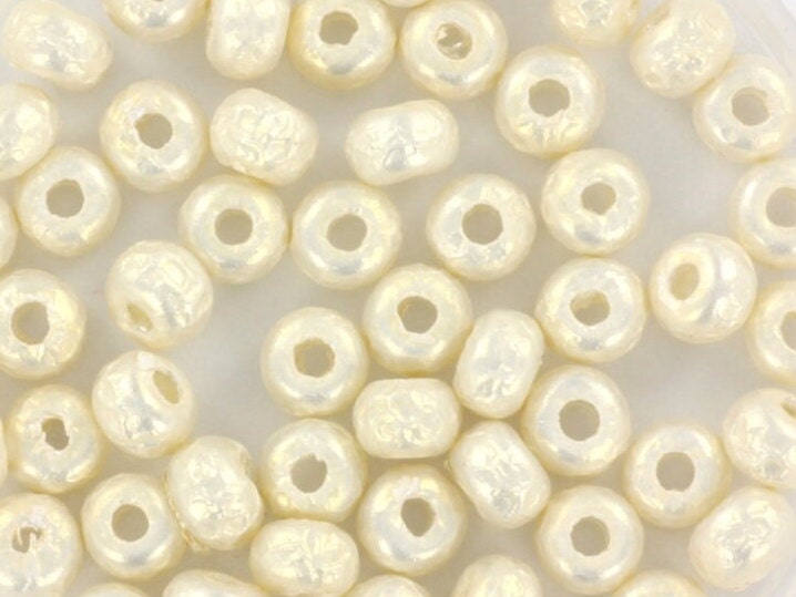 10g Miyuki seed beads 6/0, baroque white 3951, japanese beads, large white luster beads, size 4mm, Miyuki pony beads