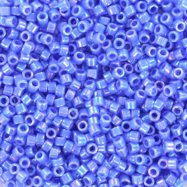 Miyuki Delica beads opaque ab medium blue, 5g size 11/0, color 167, cylindrical beads, Miyuki Delica 167 light blue, lilac Delica beads