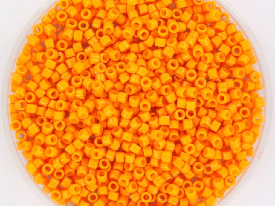 Miyuki Delica beads duracoat opaque dyed kumquat, 5g 11/0 color DB 2104, cylindrical beads, Miyuki orange beads, Miyuki seed beads orange