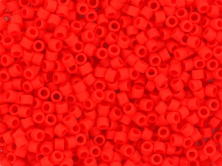 Miyuki Delica beads opaque matte vermillion red, 5g 11/0 color DB 757, cylindrical beads, Miyuki bright red beads, Miyuki seed beads red