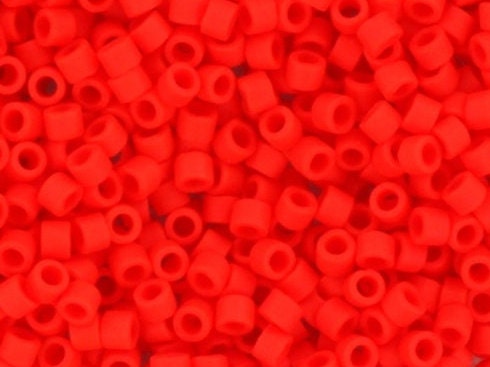 Miyuki Delica beads opaque matte vermillion red, 5g 11/0 color DB 757, cylindrical beads, Miyuki bright red beads, Miyuki seed beads red