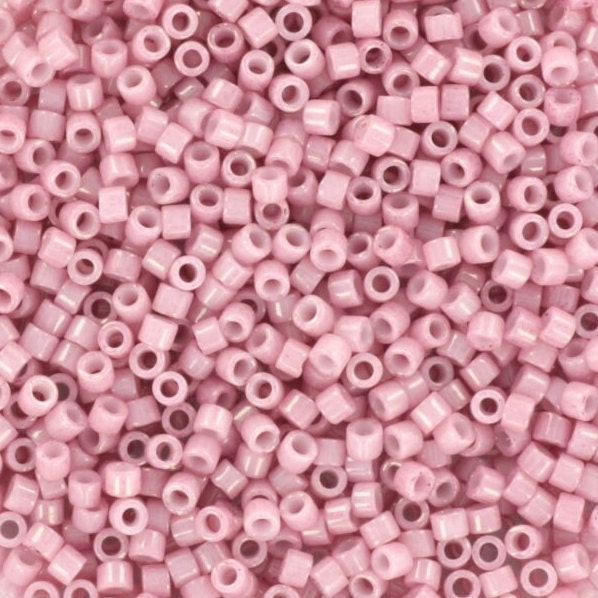 Miyuki Delica beads opaque luster antique rose, 5g 11/0 color DB 210, cylindrical beads, light pink beads, opaque glazed pink, color DB0210