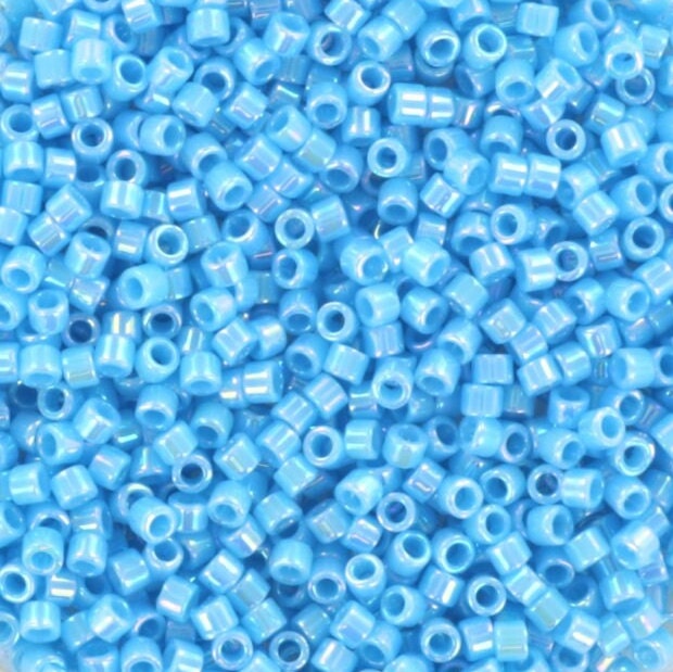 Miyuki Delica beads opaque ab turquoise blue, 5g 11/0 color DB 164, cylindrical beads, turquoise blue Miyuki, light blue DB164