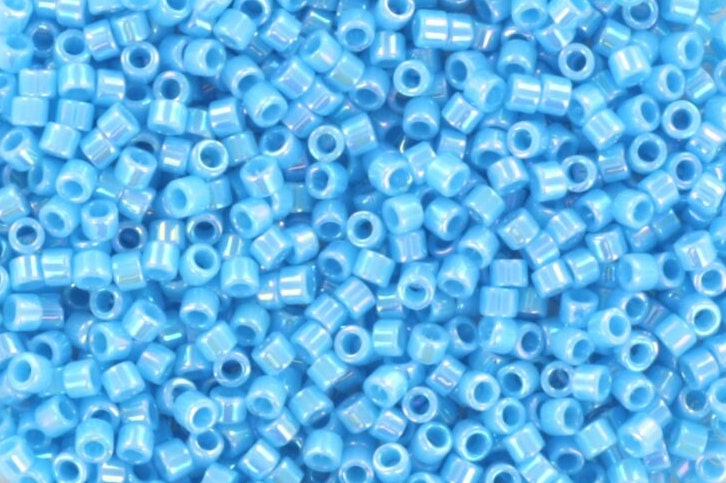 Miyuki Delica beads opaque ab turquoise blue, 5g 11/0 color DB 164, cylindrical beads, turquoise blue Miyuki, light blue DB164