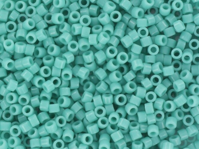 Miyuki Delica beads opaque turquoise green, 5g 11/0 color DB729, cylindrical beads, teal Miyuki Delicas, color DB 729