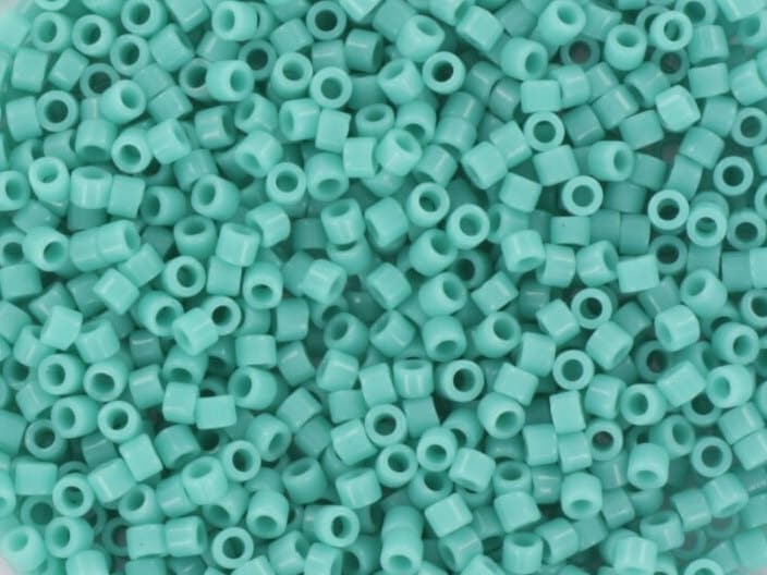 Miyuki Delica beads opaque turquoise green, 5g 11/0 color DB729, cylindrical beads, teal Miyuki Delicas, color DB 729