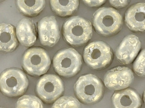 10g Miyuki seed beads 6/0, baroque silver 3956, japanese beads, large metallic beads, size 4mm, Miyuki pony beads, Miyuki silver beads