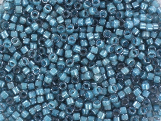 Miyuki Delica beads luminous dusk blue, 5g 11/0 color DB 2054, cylindrical beads, transparent blue Miyuki DB2054, luster blue Delicas