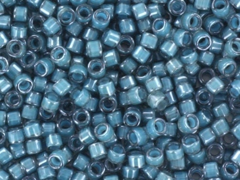 Miyuki Delica beads luminous dusk blue, 5g 11/0 color DB 2054, cylindrical beads, transparent blue Miyuki DB2054, luster blue Delicas