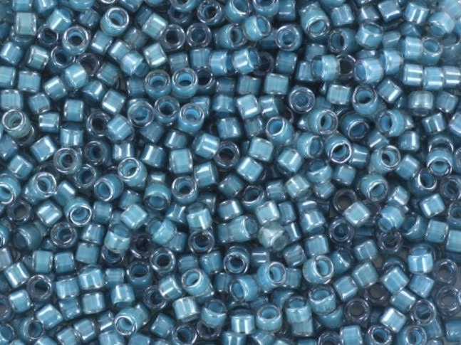 Miyuki Delica beads luminous dusk blue, 5g 11/0 color DB 2054, cylindrical beads, transparent blue Miyuki DB2054, luster blue Delicas