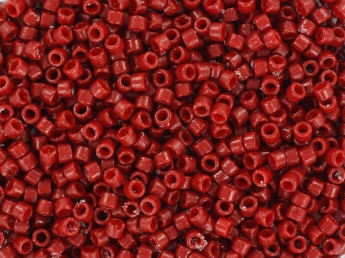 Miyuki Delica beads duracoat opaque dyed jujube red, 5g 11/0 color DB 2119, cylindrical beads, Miyuki dark red beads, Miyuki beads 2119