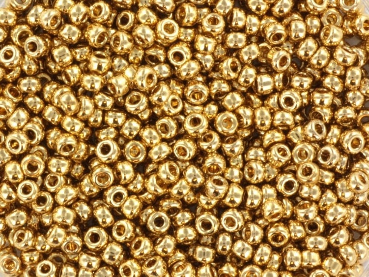 10g Miyuki seed beads 24kt gold light plated, size 11/0 color 193, Miyuki round rocailles, small gold plated beads, Miyuki round beads