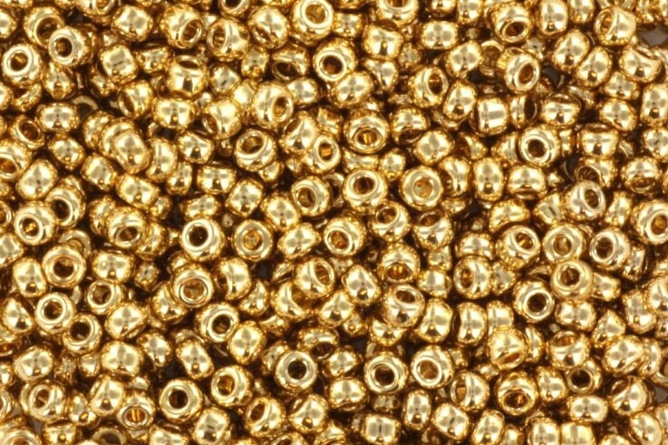 10g Miyuki seed beads 24kt gold light plated, size 11/0 color 193, Miyuki round rocailles, small gold plated beads, Miyuki round beads