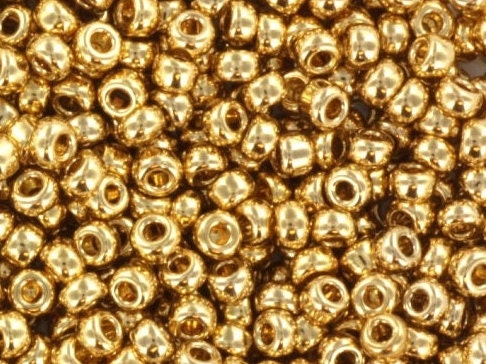 10g Miyuki seed beads 24kt gold light plated, size 11/0 color 193, Miyuki round rocailles, small gold plated beads, Miyuki round beads