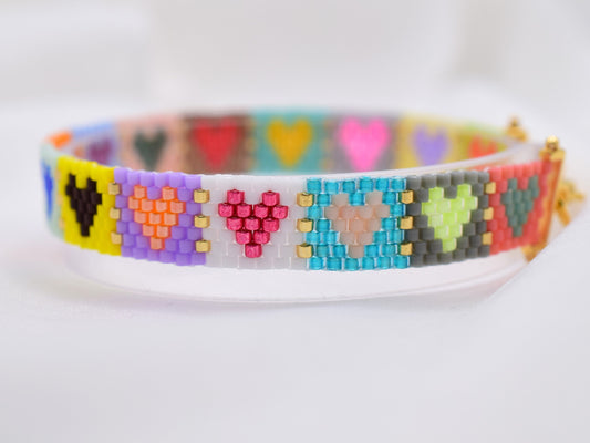 Heart bracelet handmade, colorful bracelet for women, cute valentines gift for girlfriend, Birthday gift for her