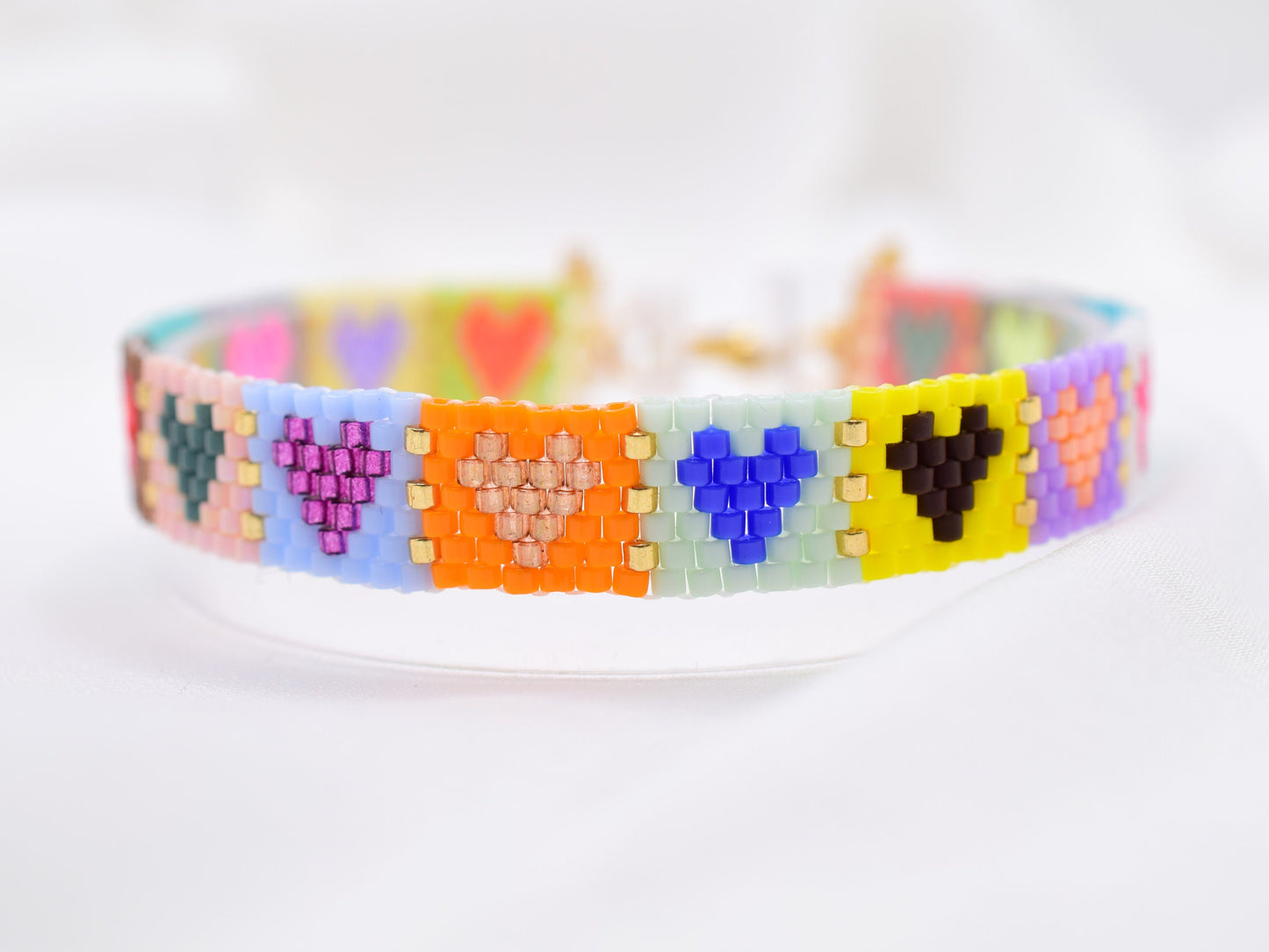 Heart bracelet handmade, colorful bracelet for women, cute valentines gift for girlfriend, Birthday gift for her