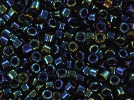 Miyuki Delica beads metallic iris dark blue, color DB 2, 5g size 11/0, japanese beads, Miyuki DB2, Miyuki cylindrical beads