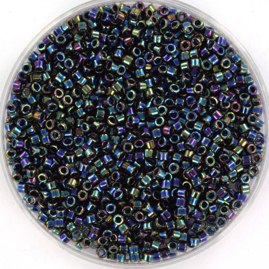 Miyuki Delica beads metallic iris variegated blue, color DB 0005, 5g size 11/0, japanese beads, Miyuki DB-5, Miyuki cylindrical beads