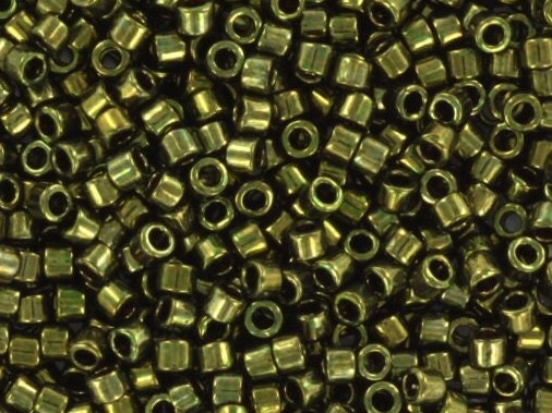 Miyuki Delica beads metallic olive green, color DB 0011, 5g size 11/0, japanese beads, Miyuki DB-11, Miyuki cylindrical beads, dark green