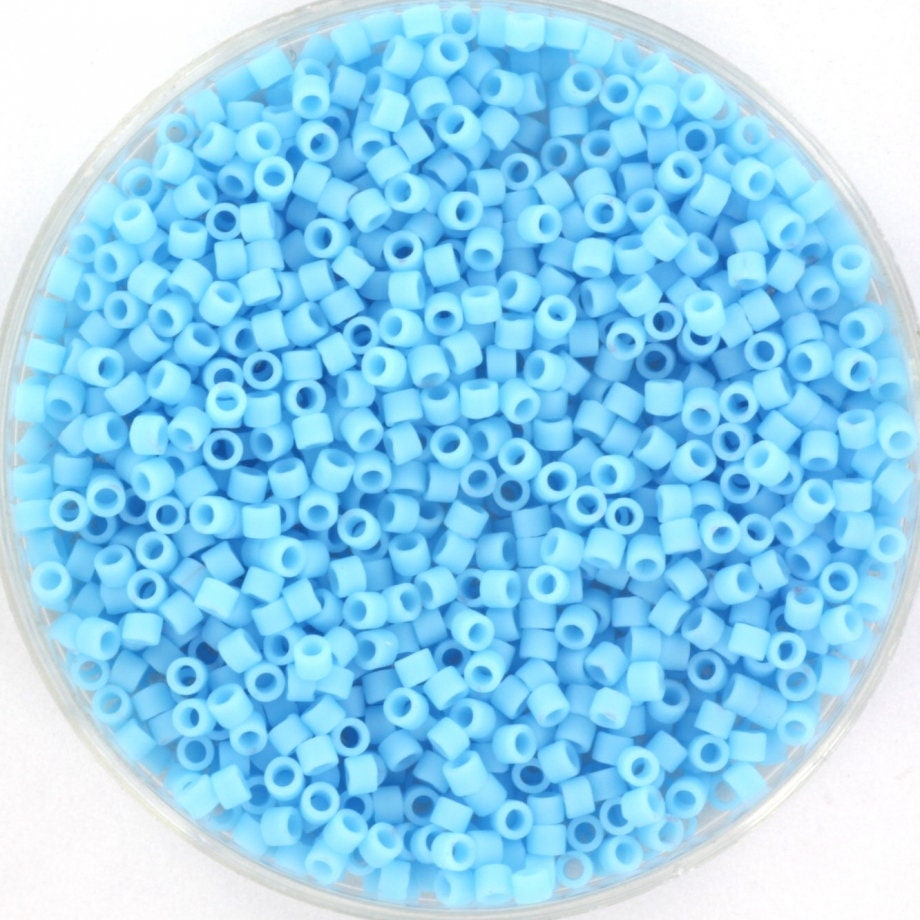 Miyuki Delica beads opaque matte turquoise blue, 5g 11/0 DB755, cylindrical beads, opaque blue Miyuki, color DB 755, Delica turquoise