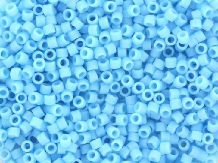 Miyuki Delica beads opaque matte turquoise blue, 5g 11/0 DB755, cylindrical beads, opaque blue Miyuki, color DB 755, Delica turquoise