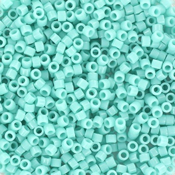 Miyuki Delica beads opaque sea opal, 5g 11/0 color DB1136, cylindrical beads, Miyuki Delica opaque green, turquoise green, color DB 1136