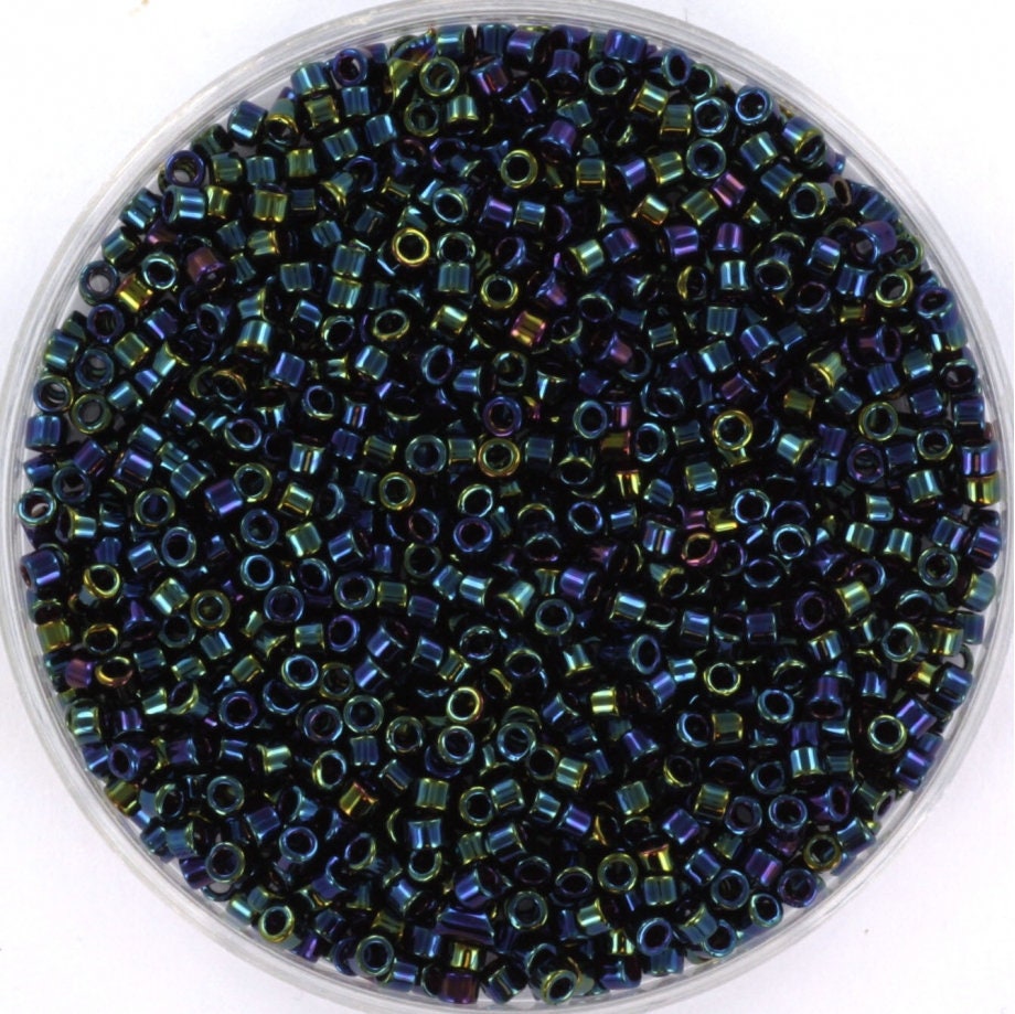 Miyuki Delica beads metallic iris dark blue, color DB 2, 5g size 11/0, japanese beads, Miyuki DB2, Miyuki cylindrical beads