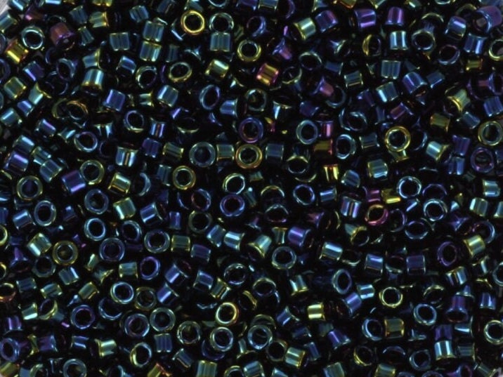 Miyuki Delica beads metallic iris dark blue, color DB 2, 5g size 11/0, japanese beads, Miyuki DB2, Miyuki cylindrical beads