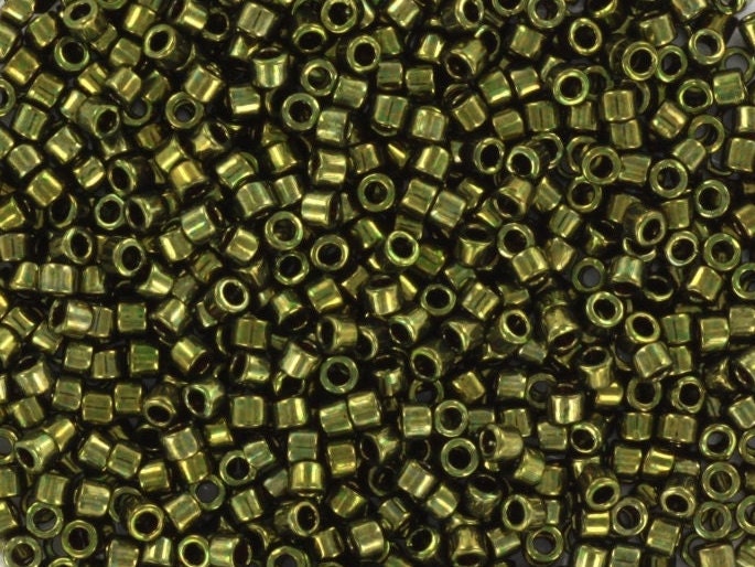 Miyuki Delica beads metallic olive green, color DB 0011, 5g size 11/0, japanese beads, Miyuki DB-11, Miyuki cylindrical beads, dark green