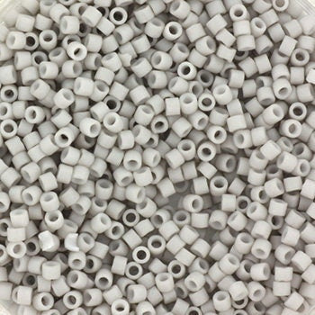 Miyuki Delica beads opaque matte light smoke gray, 5g 11/0 DB1518, cylindrical beads, matte gray Miyuki beads, color DB 1518