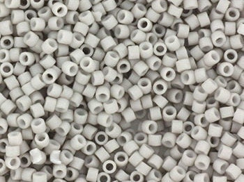 Miyuki Delica beads opaque matte light smoke gray, 5g 11/0 DB1518, cylindrical beads, matte gray Miyuki beads, color DB 1518